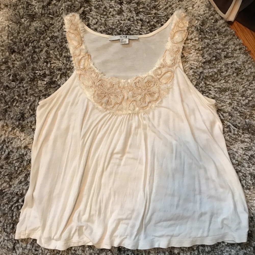 White tank top with gold accent